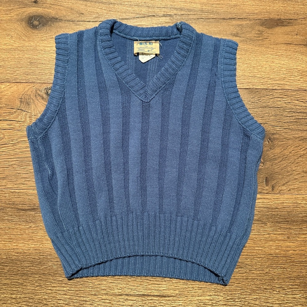 Vintage Sears‎ Blue Sweater Vest Boys Size M 5-6